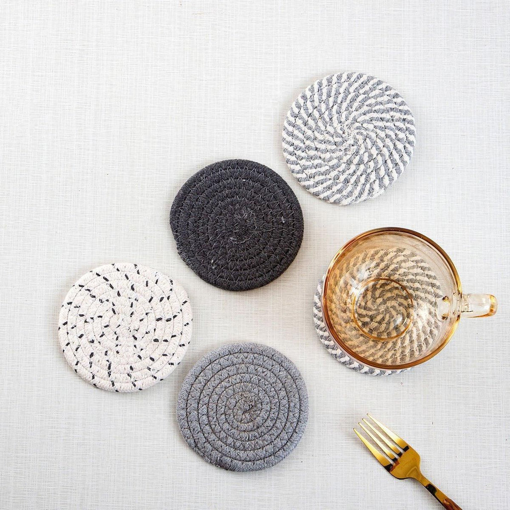 Round Cotton Woven Coaster Mixed 8pc - Royalratri