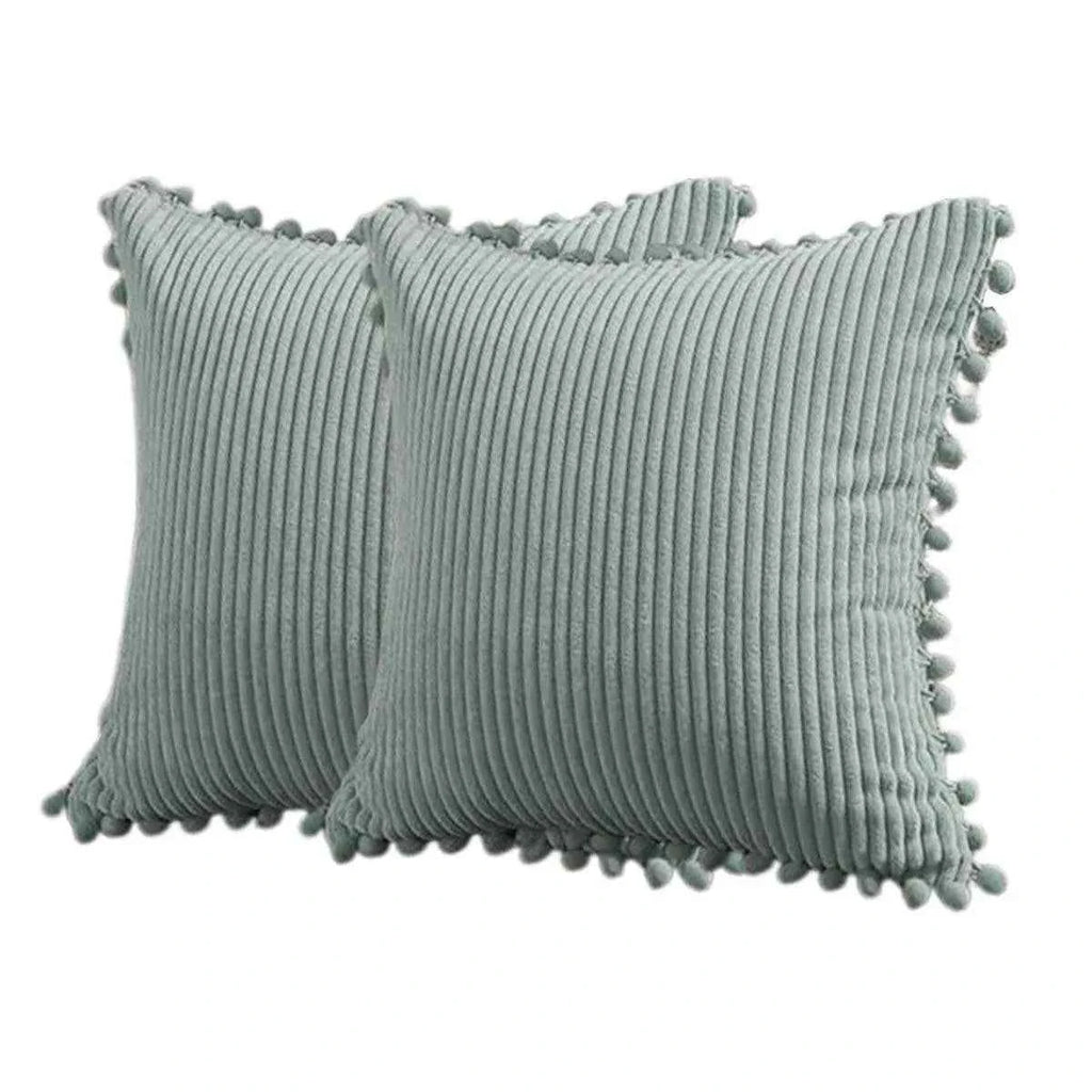 Corduroy Pillow Cover Luxury Decorative Cushion Case for Sofa Living Room Grey 2 Pack - Royalratri