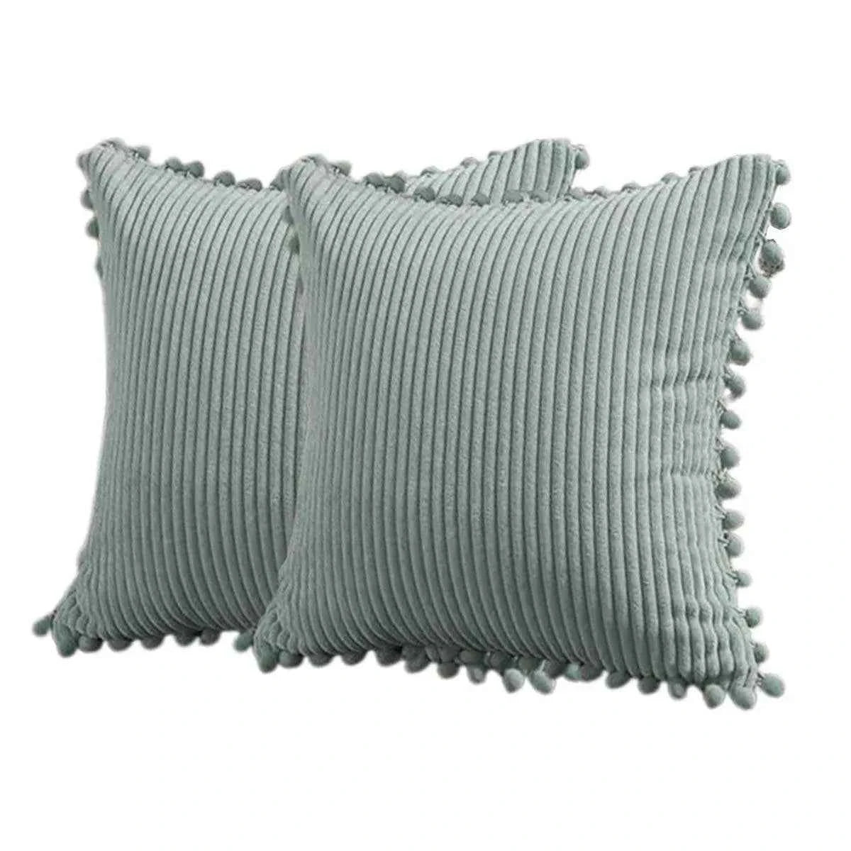 Corduroy Pillow Cover Luxury Decorative Cushion Case for Sofa Living Room Grey 2 Pack - Royalratri