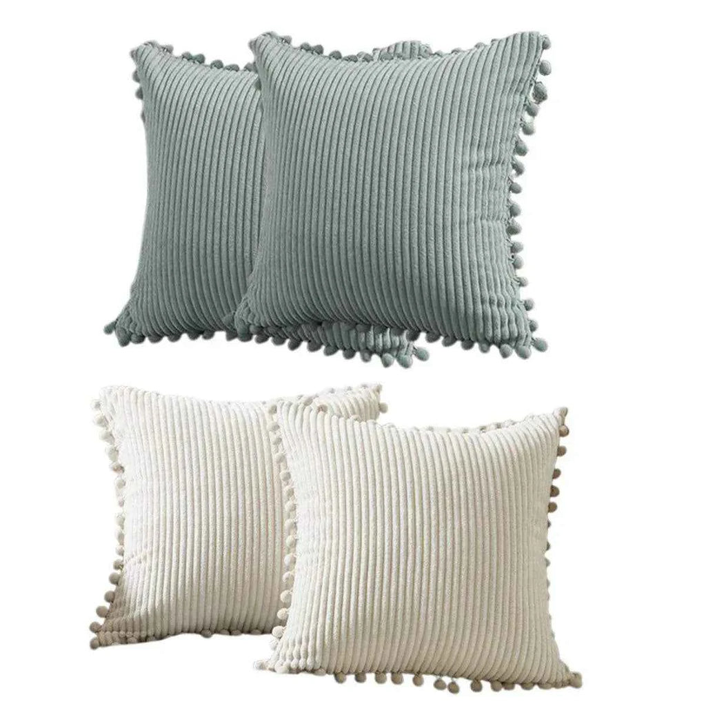 Corduroy Pillow Cover Luxury Decorative Cushion Case for Sofa Living Room Grey 2 Pack - Royalratri