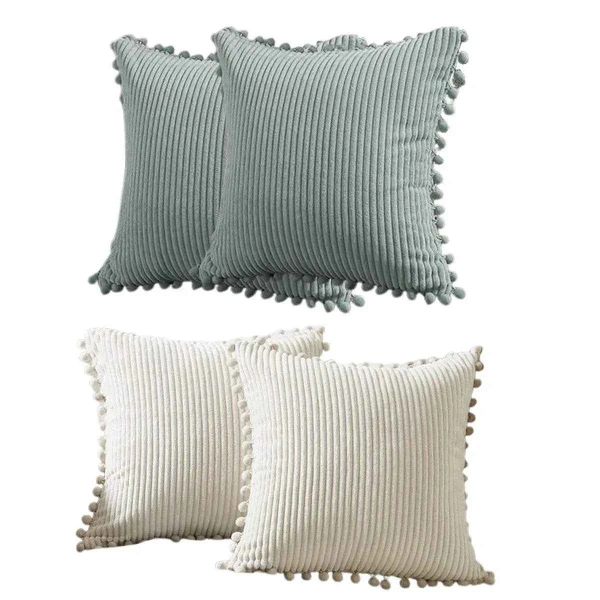 Corduroy Pillow Cover Luxury Decorative Cushion Case for Sofa Living Room Grey 2 Pack - Royalratri