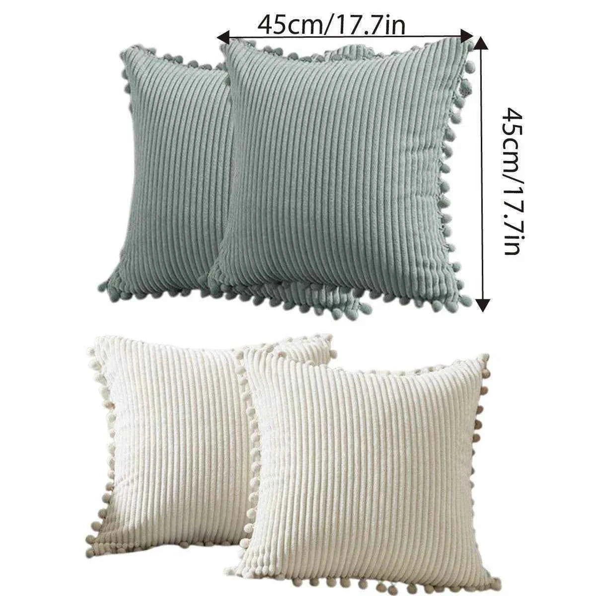 Corduroy Pillow Cover Luxury Decorative Cushion Case for Sofa Living Room Grey 2 Pack - Royalratri