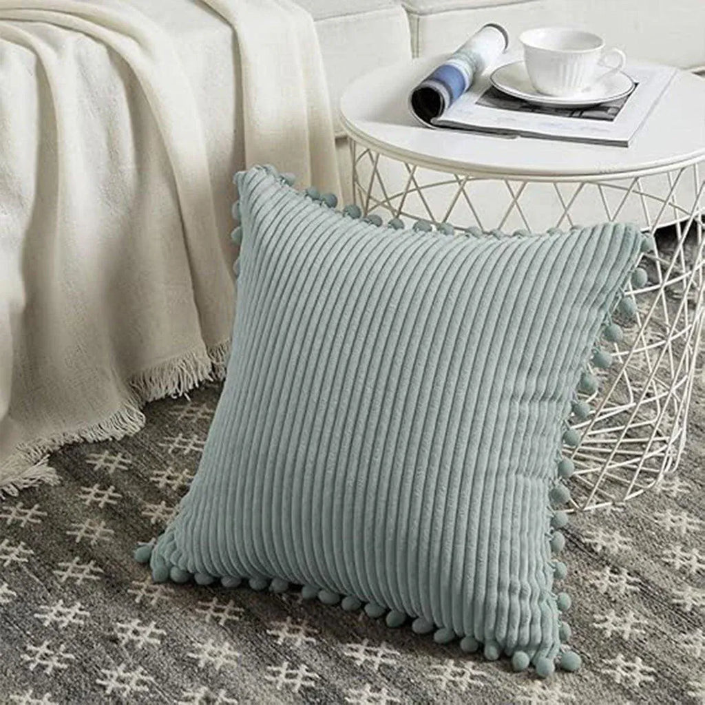 Corduroy Pillow Cover Luxury Decorative Cushion Case for Sofa Living Room Grey 2 Pack - Royalratri
