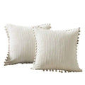 Corduroy Pillow Cover Luxury Decorative Cushion Case for Sofa Living Room White 2 Pack - Royalratri