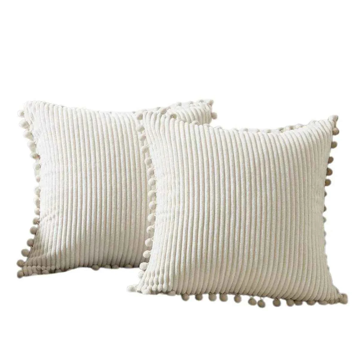 Corduroy Pillow Cover Luxury Decorative Cushion Case for Sofa Living Room White 2 Pack - Royalratri