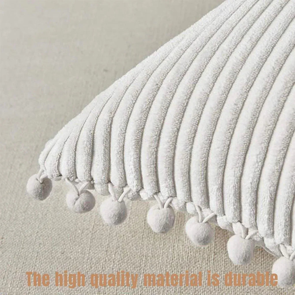 Corduroy Pillow Cover Luxury Decorative Cushion Case for Sofa Living Room White 2 Pack - Royalratri