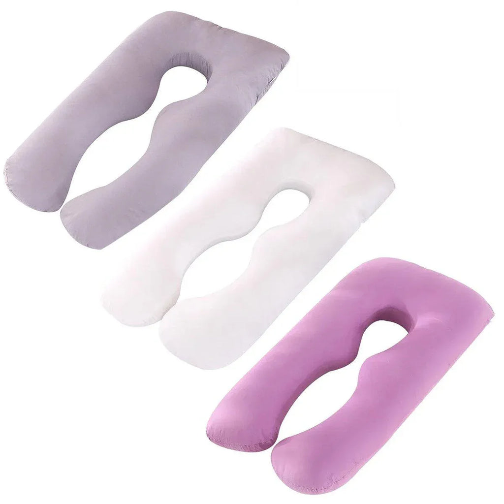 U-shaped All-Cotton Maternity Pillow Multifunctional Lumbar Side Sleep Cushion - Grey