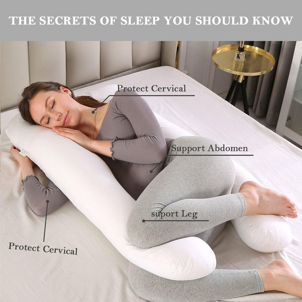 U-shaped All-Cotton Maternity Pillow Multifunctional Lumbar Side Sleep Cushion - Grey