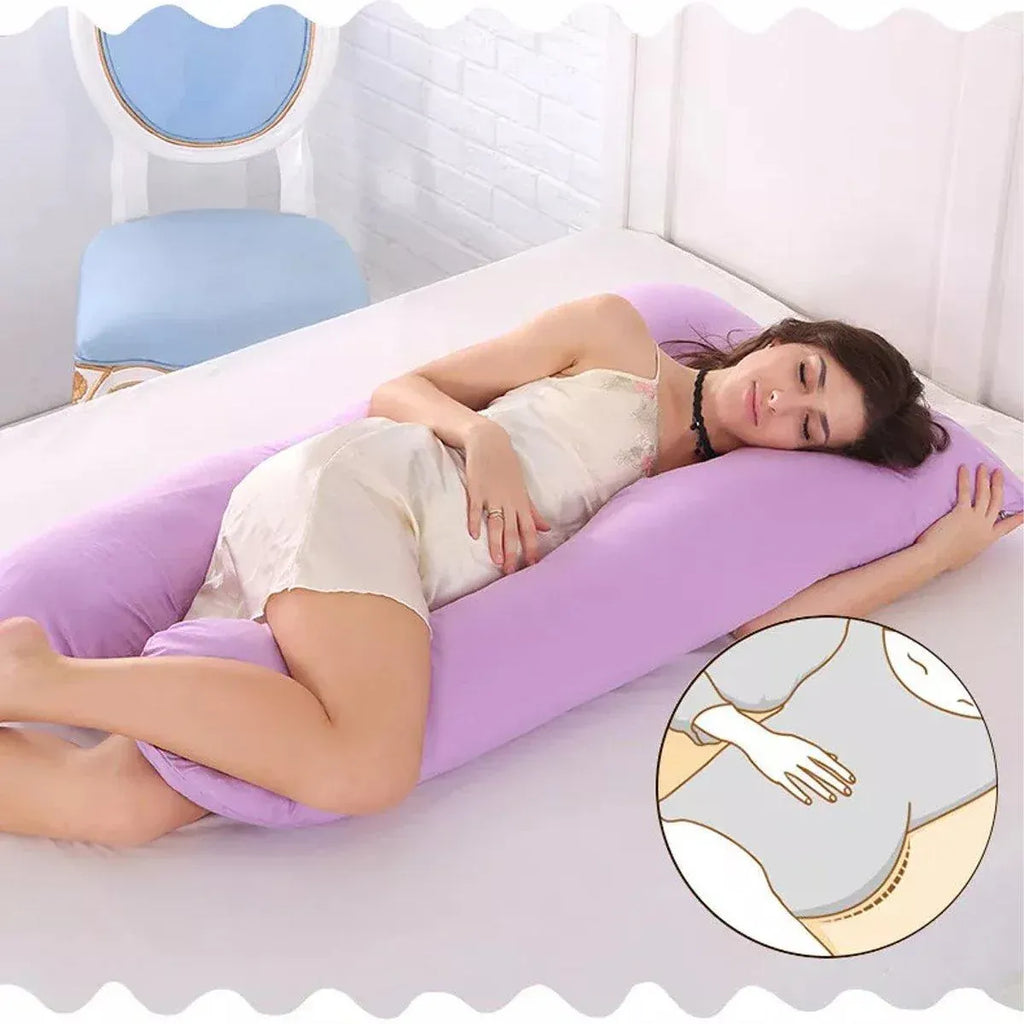 U-shaped All-Cotton Maternity Pillow Multifunctional Lumbar Side Sleep Cushion - Grey