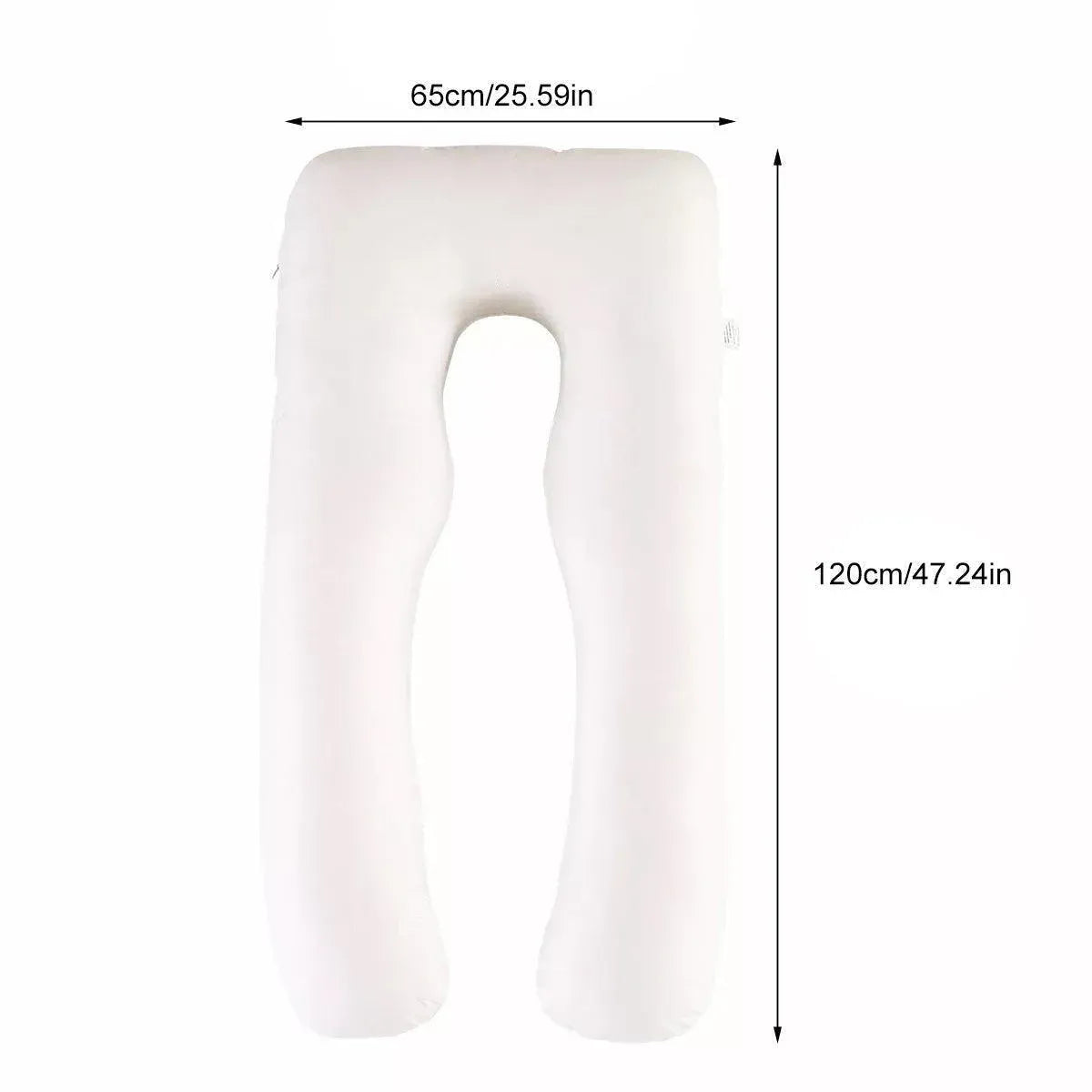 U-shaped All-Cotton Maternity Pillow Multifunctional Lumbar Side Sleep Cushion - White