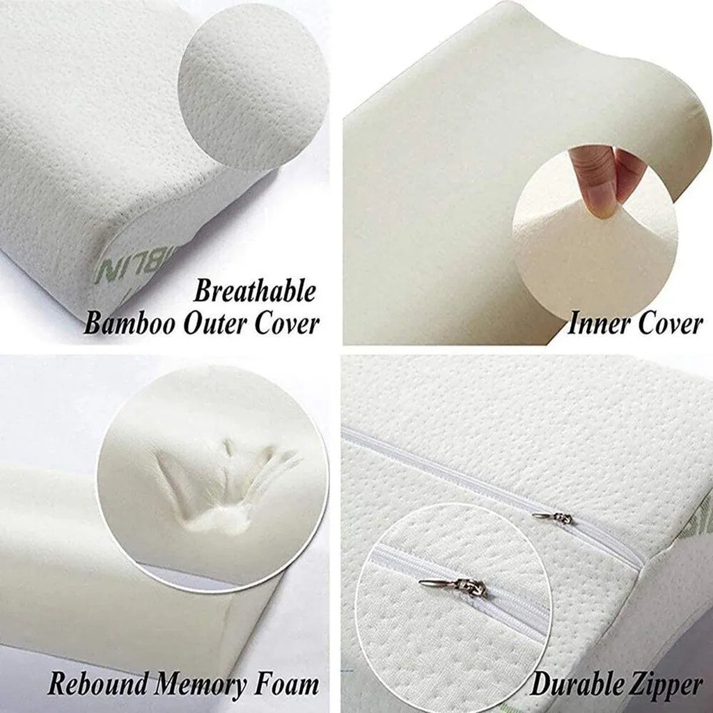1/2PCS Memory Foam Neck Pillow Wavy Contour Slow Rebound Pillow - 50x30x10cm-1pc