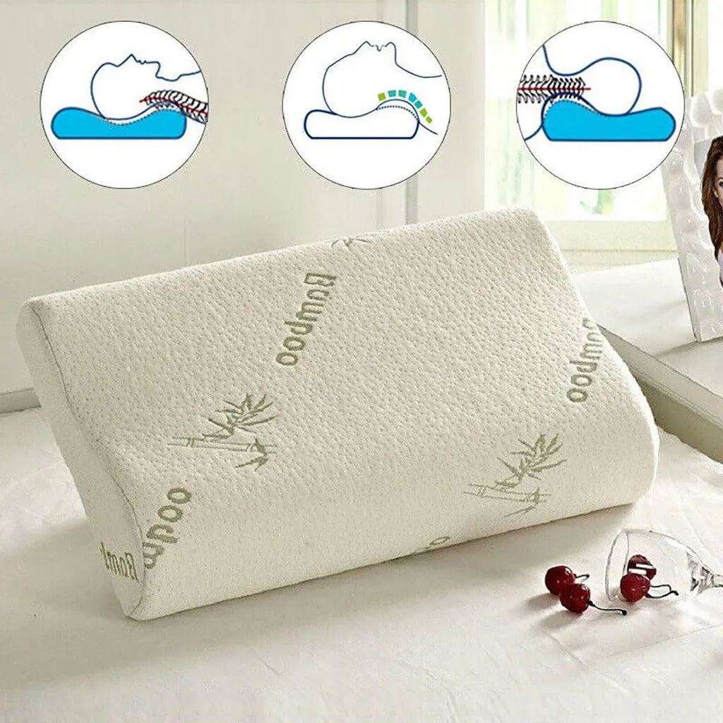 1/2PCS Memory Foam Neck Pillow Wavy Contour Slow Rebound Pillow - 50x30x10cm-1pc