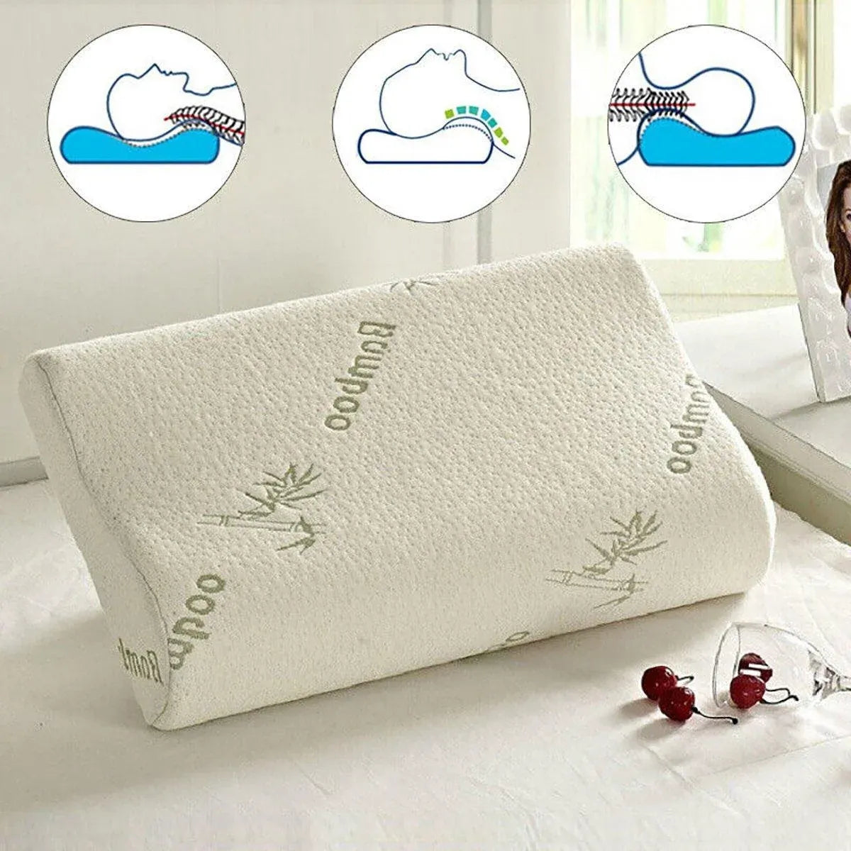 1/2PCS Memory Foam Neck Pillow Wavy Contour Slow Rebound Pillow - 50x30x10cm-1pc