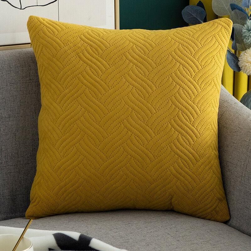 Luxurious Modern Velvet Cushion Cover Soft Square Decorative Pillowcase Yellow 1pc - Royalratri