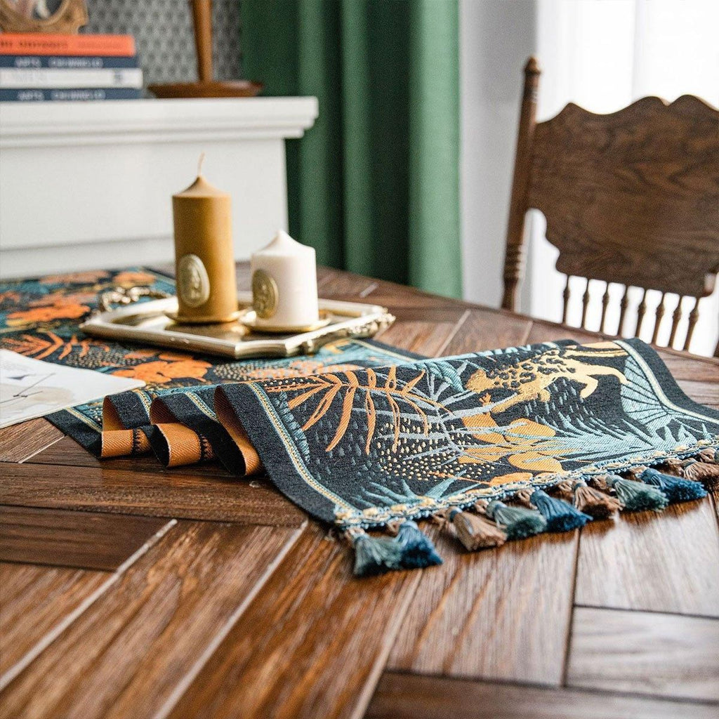 Floral Tablecloth for Coffee Table Banana Leaf Pattern Dining Table Cover Decor
