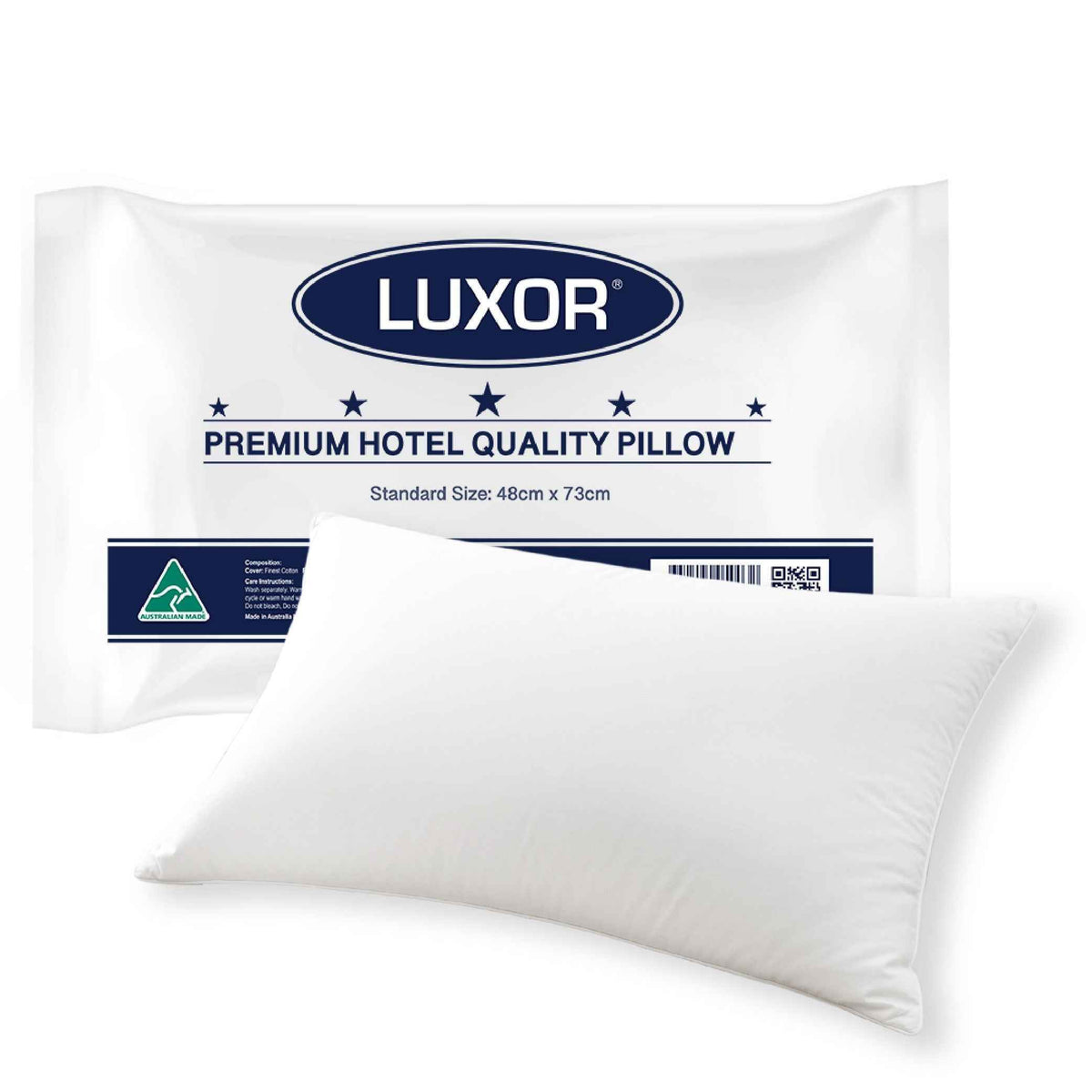 Luxor Australian Made Hotel Quality Pillow Standard Size Single Pack - Royalratri