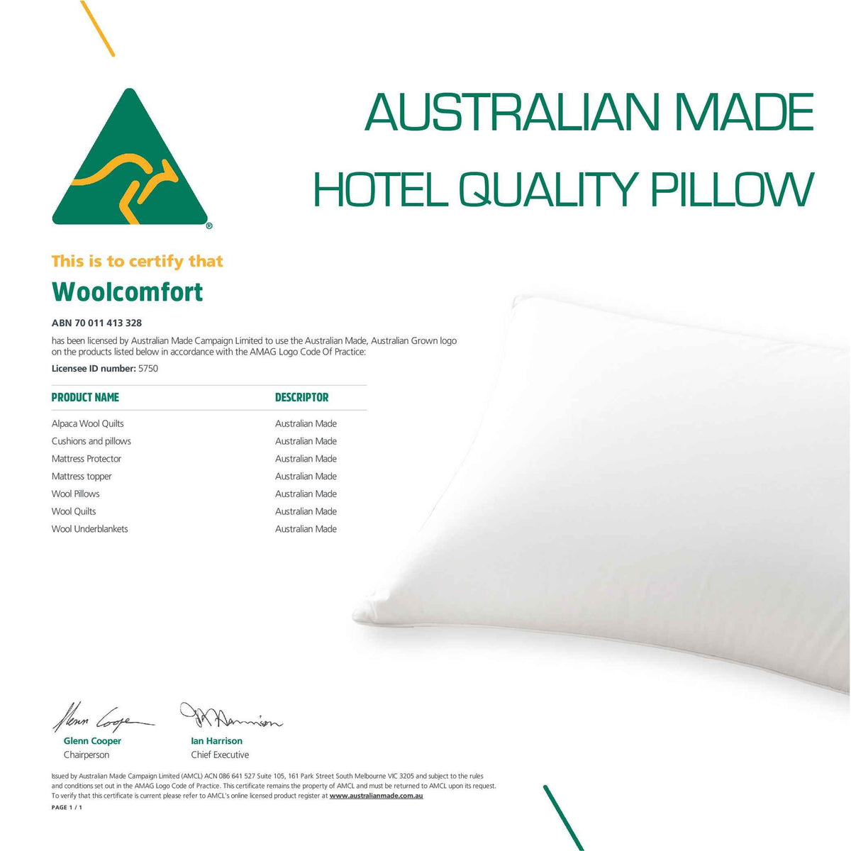 Luxor Australian Made Hotel Quality Pillow Standard Size Twin Pack - Royalratri