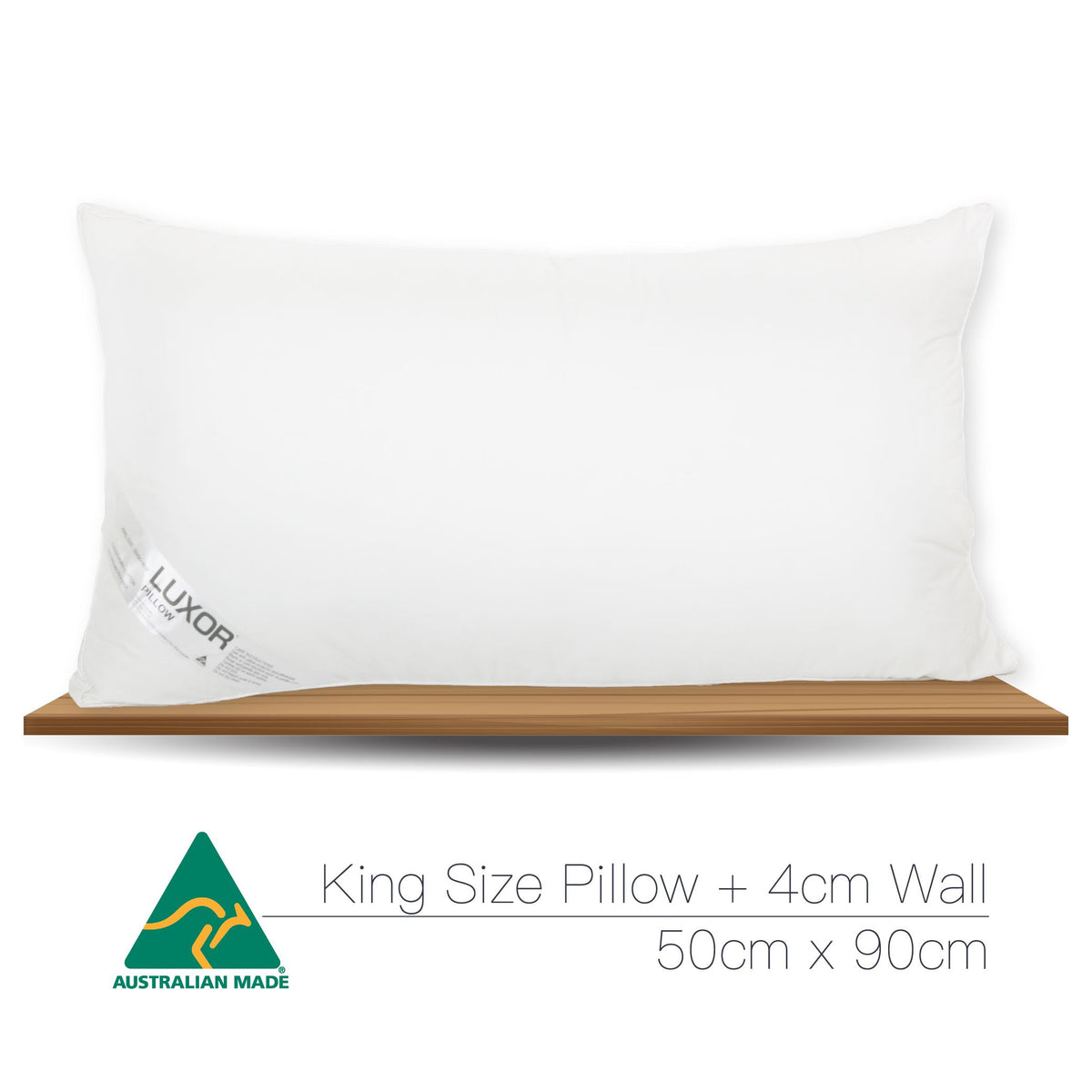 Luxor Australian Made Hotel King Size Pillow with 4cm Wall Single Pack - Royalratri
