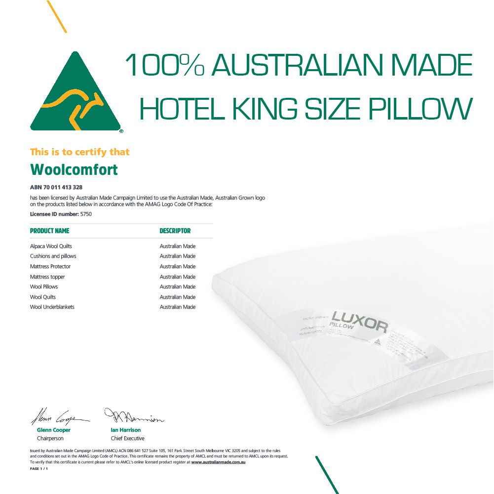 Luxor Australian Made Hotel King Size Pillow with 4cm Wall Twin Pack - Royalratri