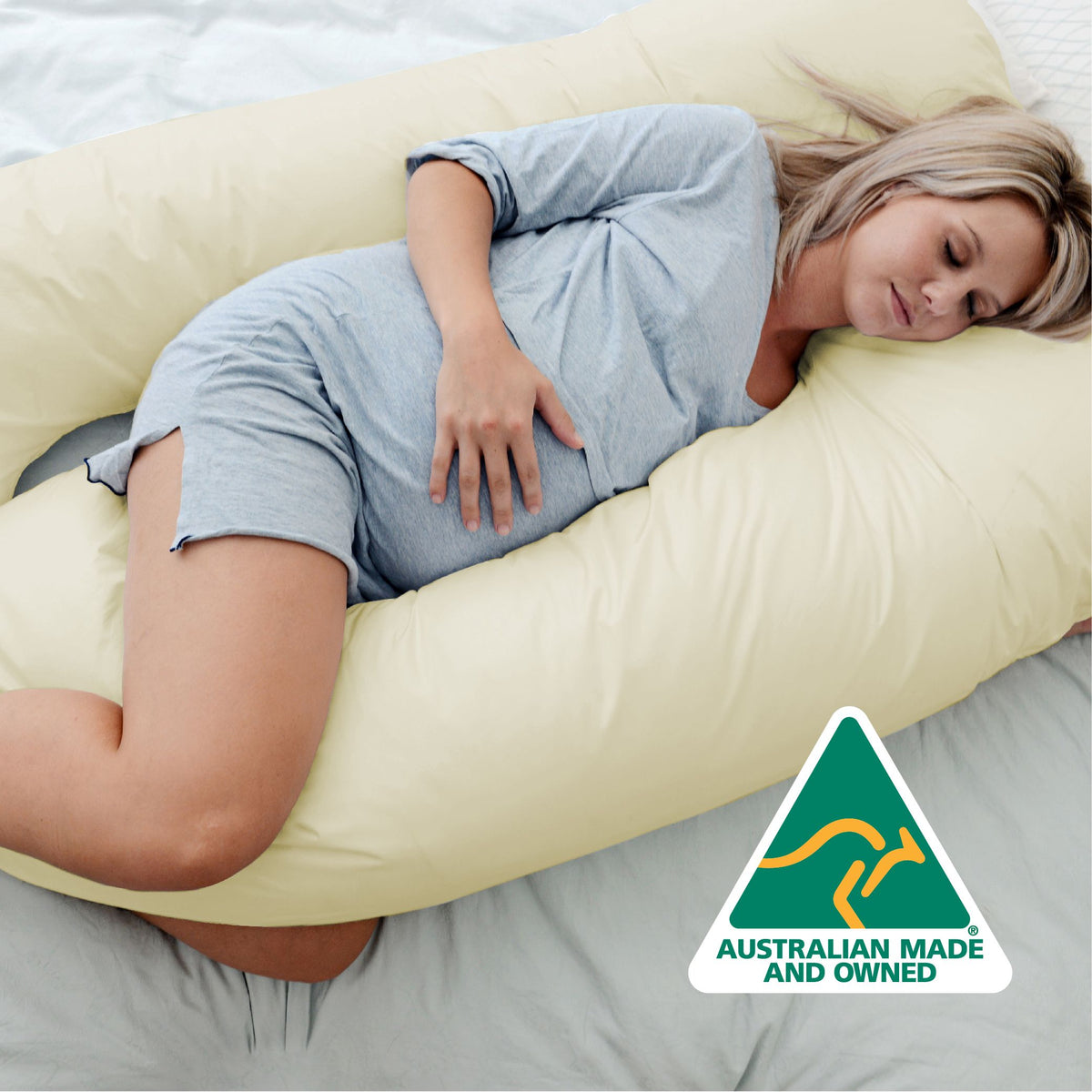 Maternity Pregnancy Nursing Sleeping Body Pillow Pillowcase Included Cream