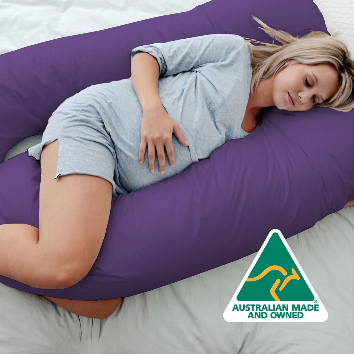 Maternity Pregnancy Nursing Sleeping Body Pillow Pillowcase Included Purple