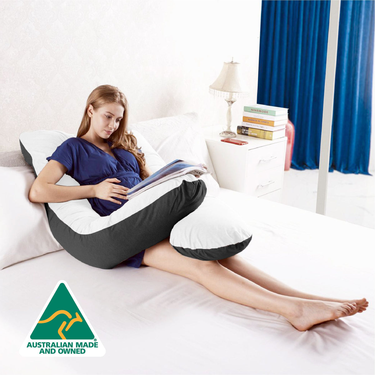 Maternity Pregnancy Nursing Sleeping Body Pillow Pillowcase Included Black White