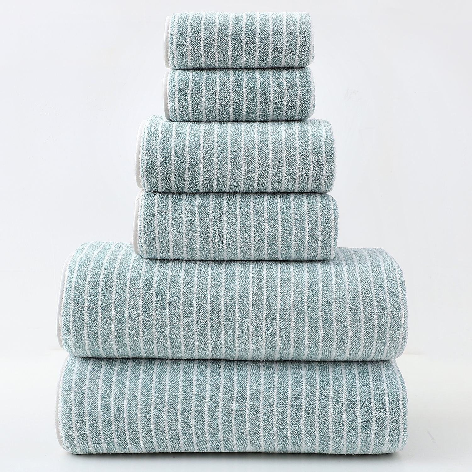 LUXURY COTTON STRIPED TOWEL SET