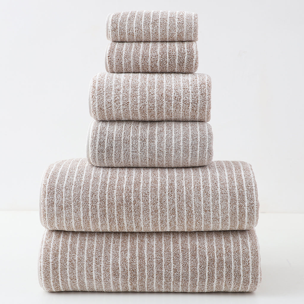 LUXURY COTTON STRIPED TOWEL SET