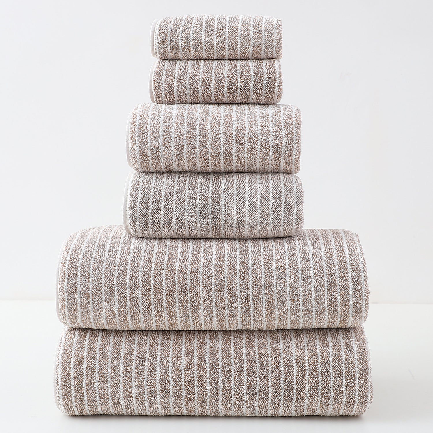 LUXURY COTTON STRIPED TOWEL SET