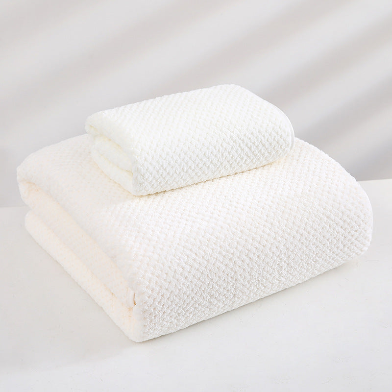 LUXURY WAFFLE TEXTURE TOWEL SET WHITE
