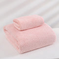 LUXURY WAFFLE TEXTURE TOWEL SET PINK