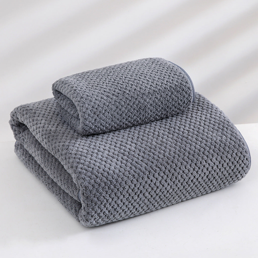 LUXURY WAFFLE TEXTURE TOWEL SET GREY