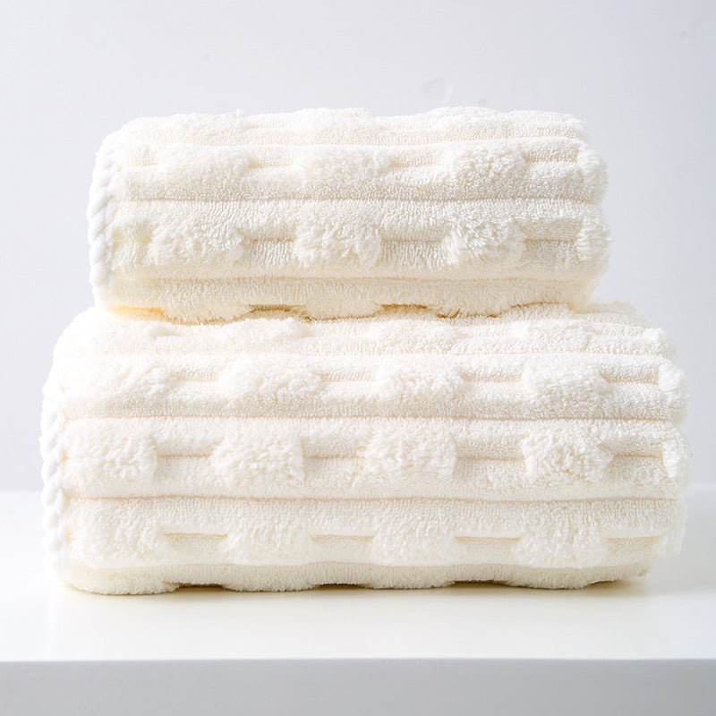 THICKENED CORAL FLEECE TOWEL SET BEIGE
