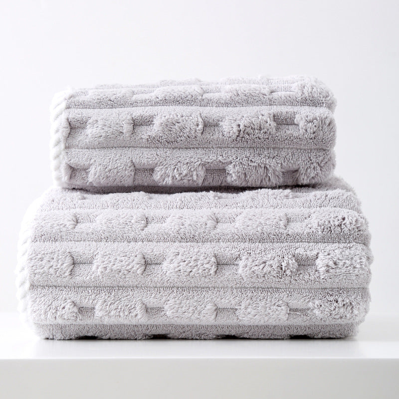 THICKENED CORAL FLEECE TOWEL SET GREY