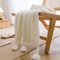 SOFT TASSEL THROW BLANKET DARK WHITE