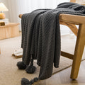 SOFT TASSEL THROW BLANKET DARK GREY