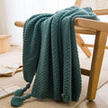 SOFT TASSEL THROW BLANKET DARK DARK GREEN