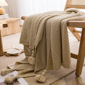 SOFT TASSEL THROW BLANKET DARK BEIGE