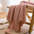 SOFT TASSEL THROW BLANKET DARK PINK