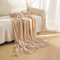 WOVEN KNITTED THROW BLANKET KHAKI