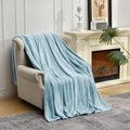 JACQUARD FLANNEL THROW BLANKET BLUE