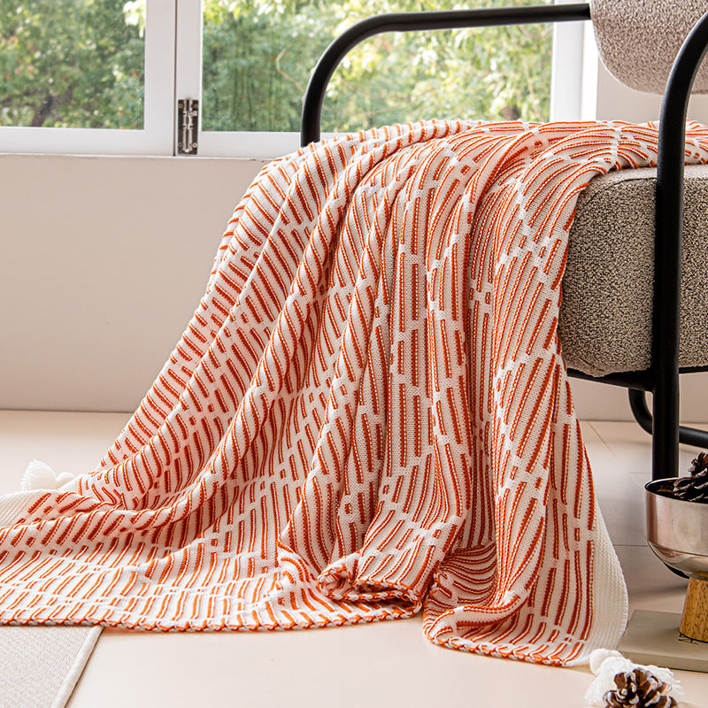DIAMOND PATTERN THROW BLANKET ORANGE