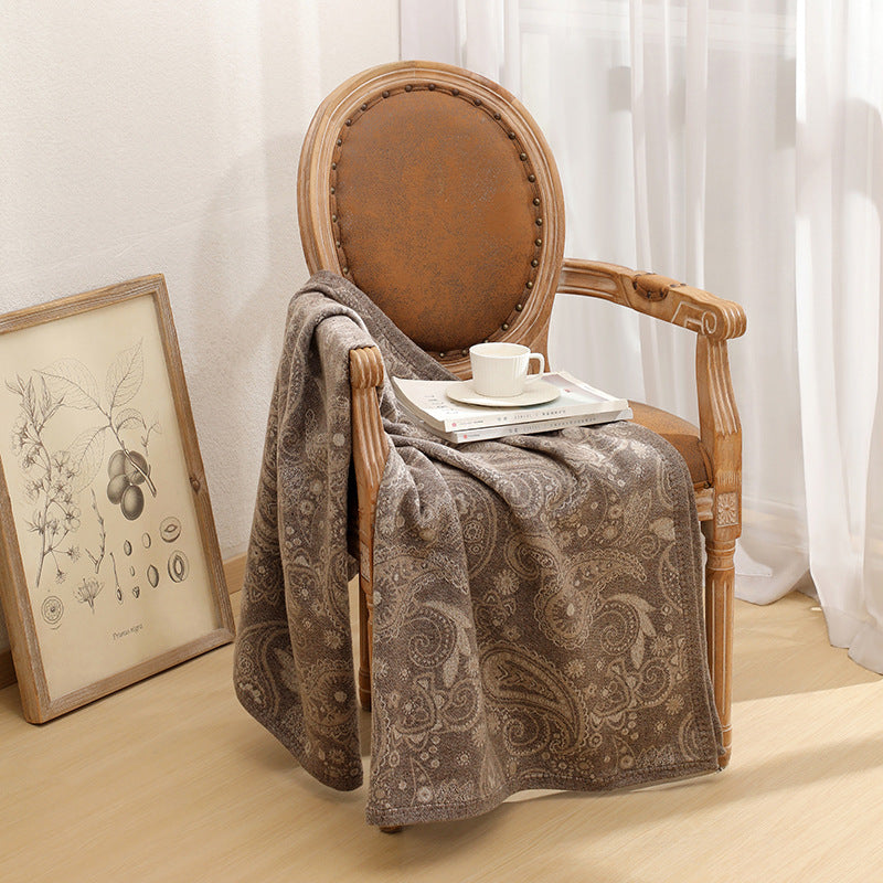 JACQUARD PAISLEY THROW BLANKET BROWN