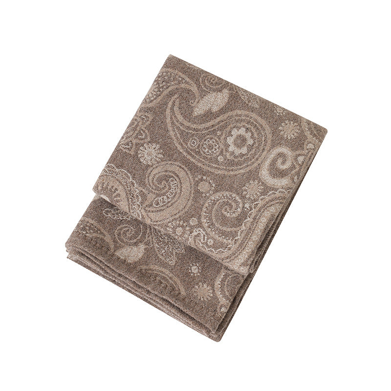 JACQUARD PAISLEY THROW BLANKET BROWN