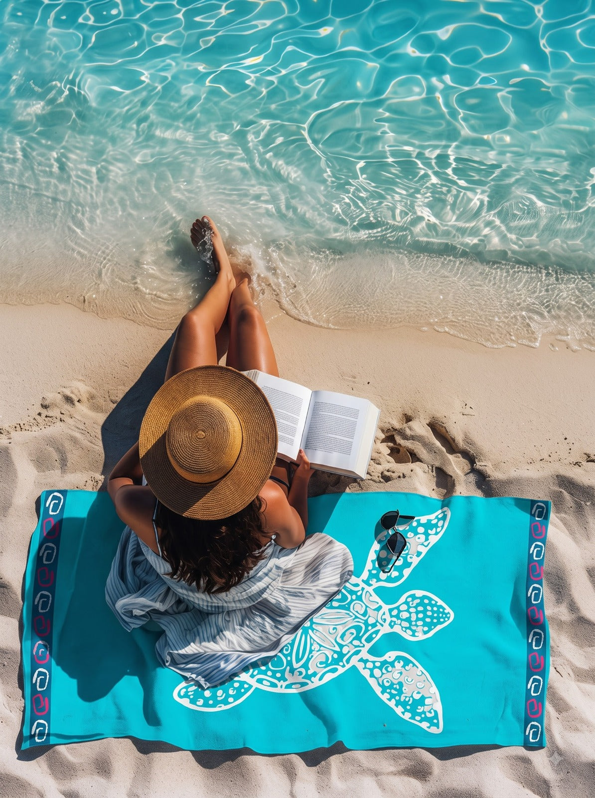 Premium Cotton Jacquard Beach Towel Turtle - Royalratri
