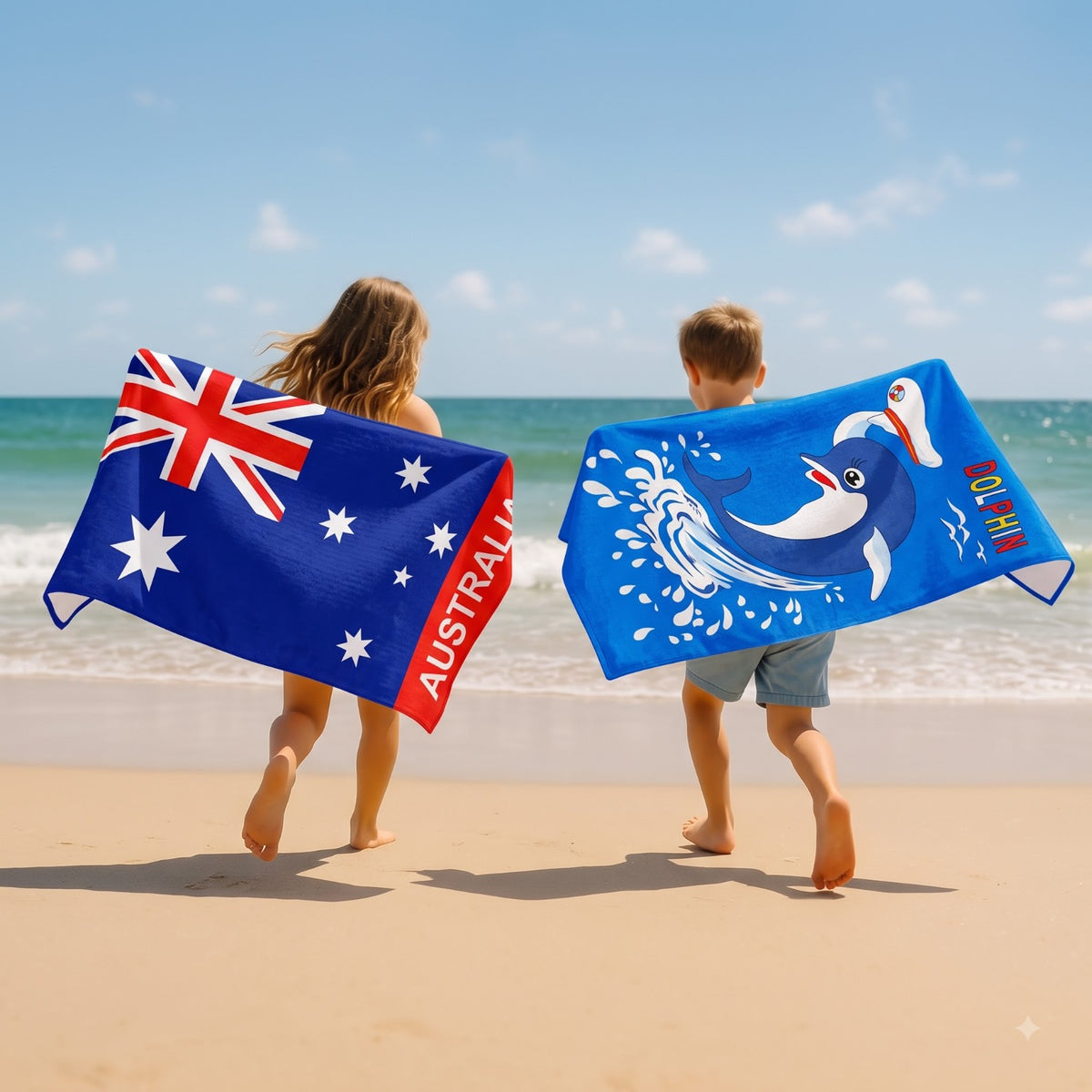 Dolphin Kids Cartoon Printed Cotton Beach Towel - Royalratri
