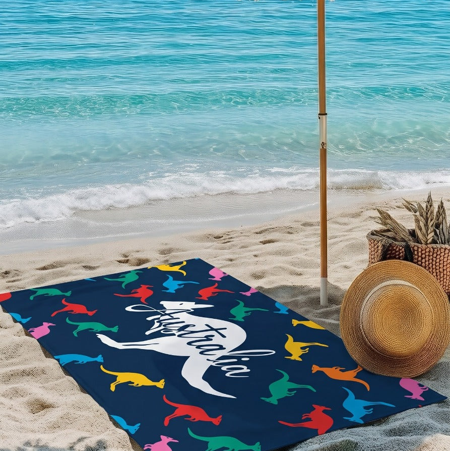 Jumping Kangaroos Printed Beach Towel - Royalratri