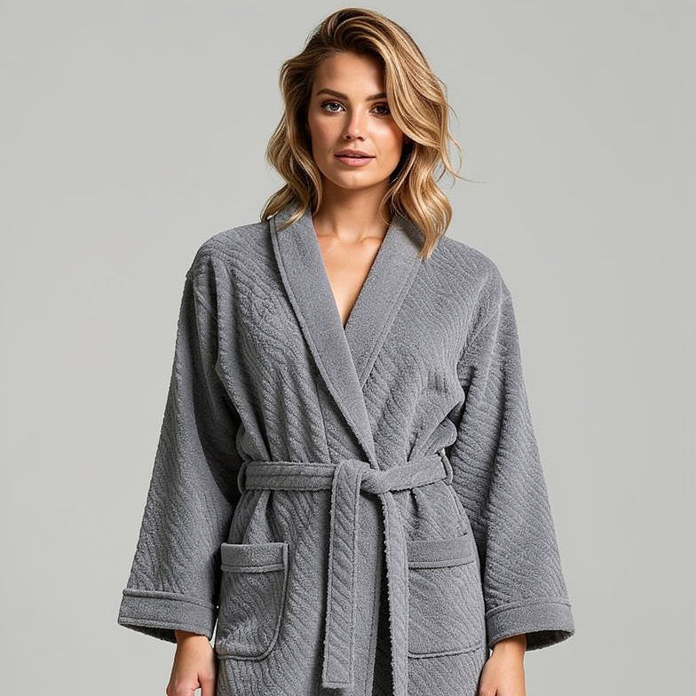 JACQUARD WATER PATTERN BATHROBE