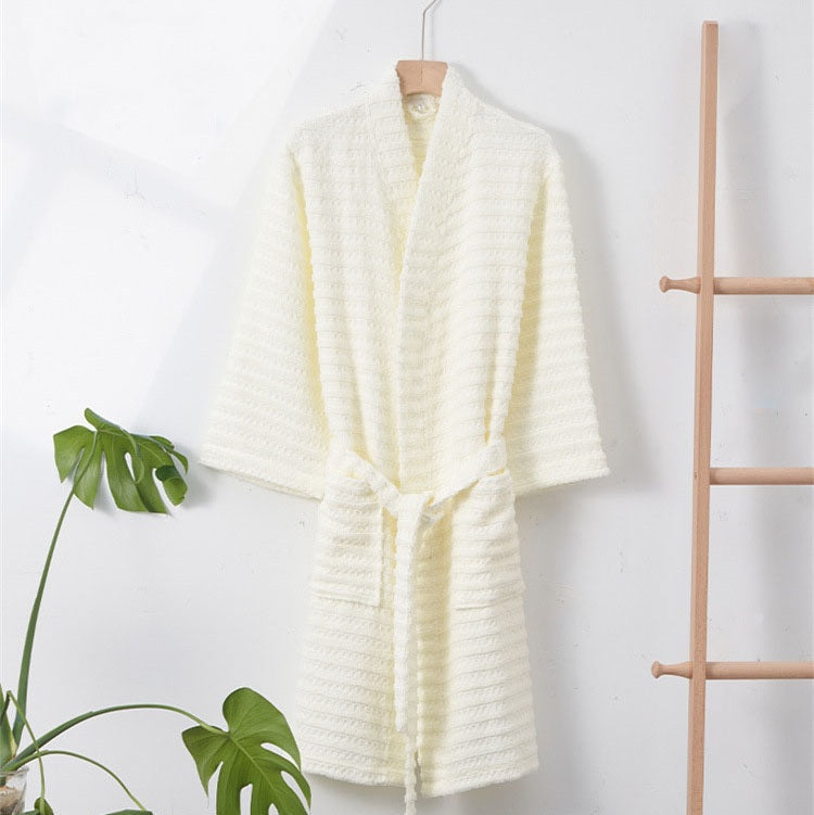 JACQUARD TERRY STRIPE BATHROBE