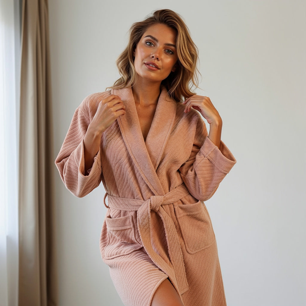 JACQUARD WATER PATTERN BATHROBE